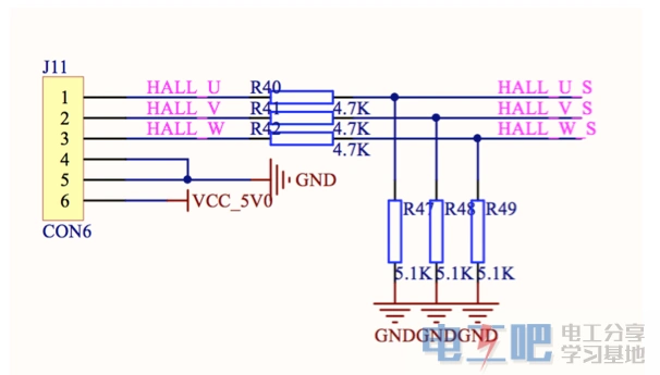 直流无刷电机霍尔接线图
