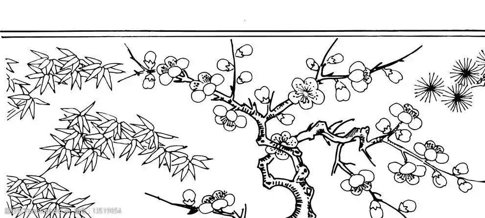 梅花花朵矢量线图图片