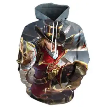 阁版王者荣耀卫衣    王者荣耀3d数码印花连帽衫带帽休闲男士宽松卫衣