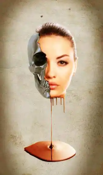 ps合成正在融化的创意恐怖头像照片