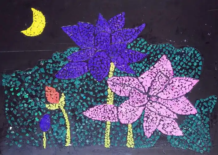 鸡蛋壳贴画《荷塘月色》