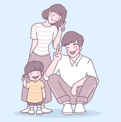 幸福三口之家插画