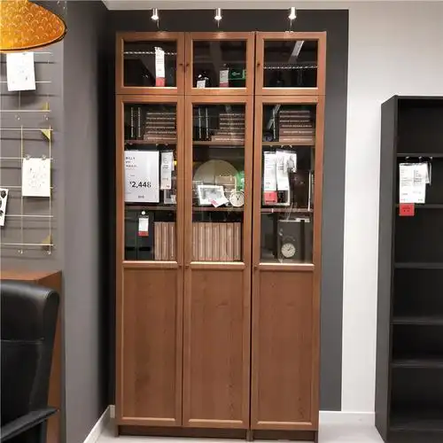 ikea宜家毕利 书架 奥克伯玻璃门现代简约书柜带门落地置物柜正品