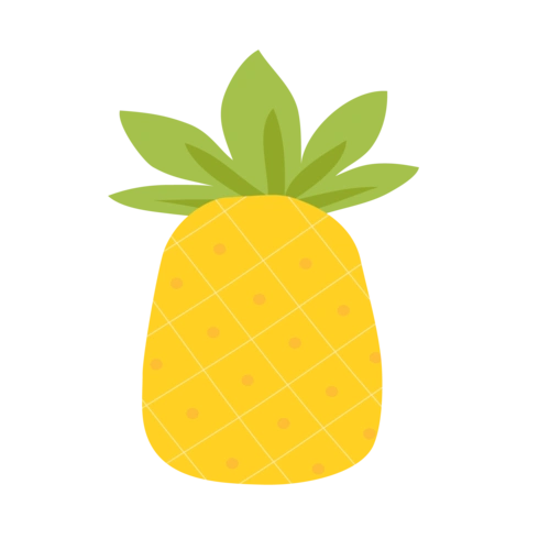 手绘夏季夏天暑假水果菠萝免扣素材