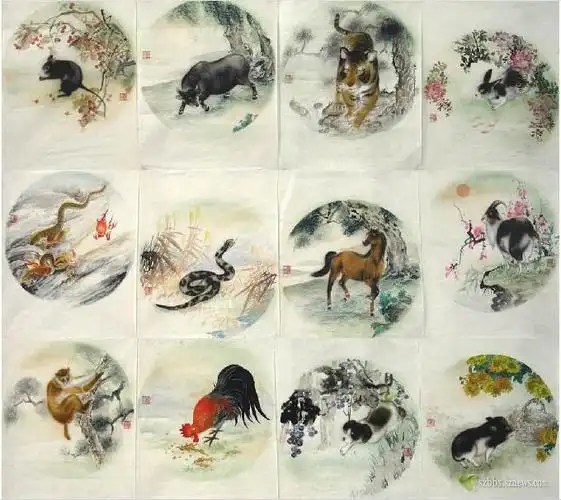 12生肖工笔图片 标准十二生肖图片大全