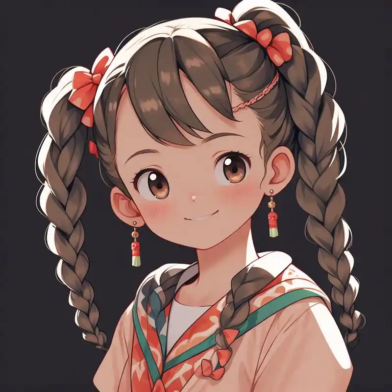 双麻花辫小女孩卡通头像9799来啦!