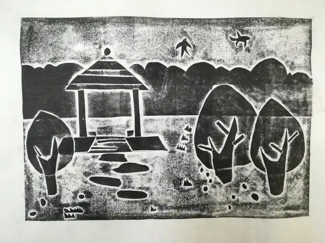 今年暑假孩子们的纸版画作品