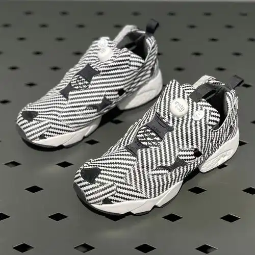 锐步reebokpumpfuryog黑白条纹男女低帮镂空运动休闲鞋