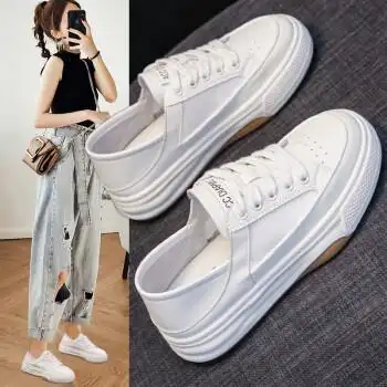 新款韩版网面鞋女学生厚底透气鞋子女ins街拍运动板鞋潮盈海8882白色