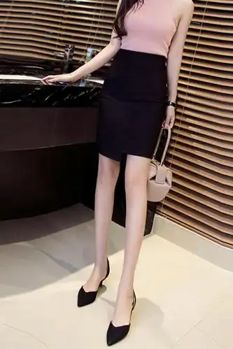 高腰包臀半身裙女短裙弹力开叉一步裙ol职业包裙