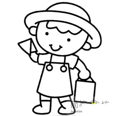 彩色人物简笔画:小小粉刷匠卡通人物简笔画这次是不一样的卡通人物简