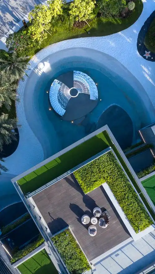 水庭海螺景亭屋顶花园鸟瞰图侨城茂名歌美海纯水岸丨希尔景观