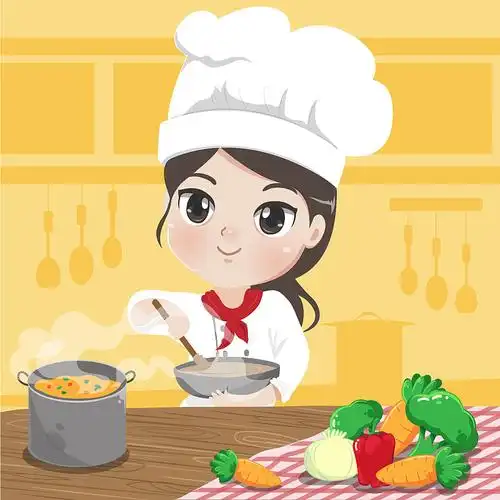 女厨师在做饭图片