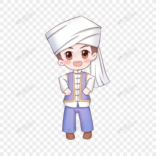 卡通少数民族白族男孩插画