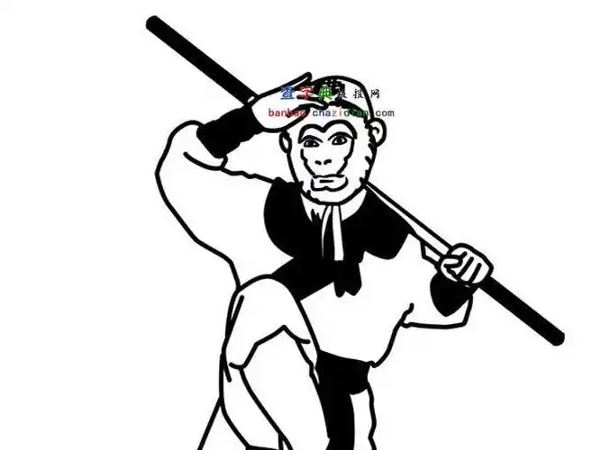 孙悟空黑白线描简笔画