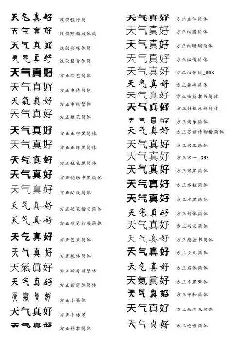 中文字体查看大全