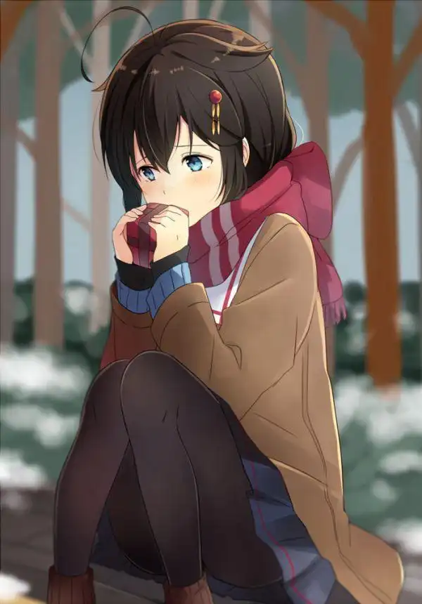 忍不住会去想写下这些句子围巾女孩动漫图片