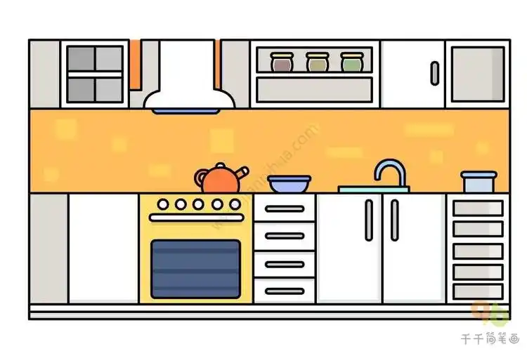 玩具厨房的简笔画