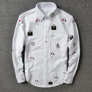 刺绣 潮又好看 时尚商务男士长袖衬衫 高密度刺绣图案设计
