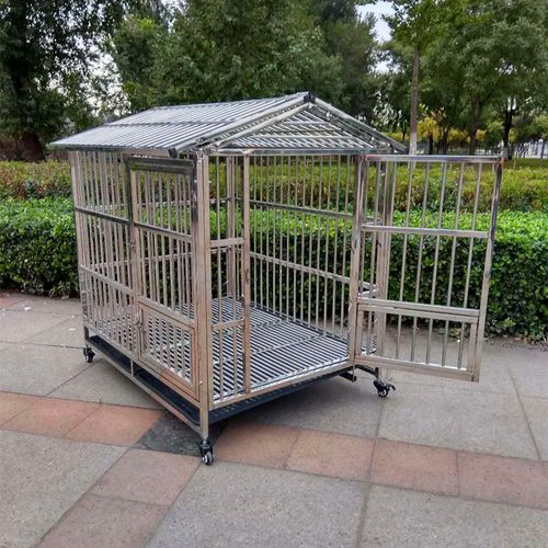 不锈钢狗笼子小中大型犬笼子金毛泰迪拉布拉多犬哈士奇宠物笼加厚