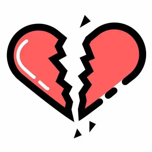 简单裂开的心形图案失恋图片png免抠素材