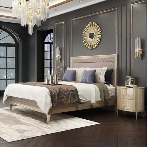 美式意式轻奢实木床现代简约主卧双人床1.8米欧式婚床美式储物床