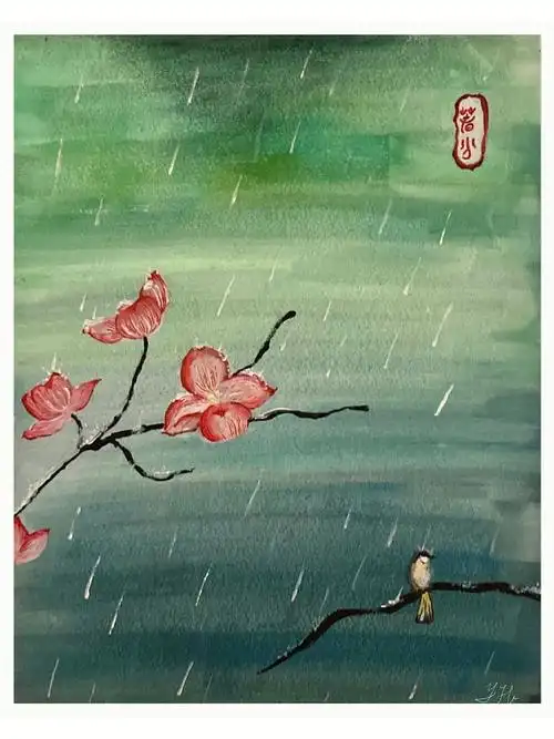 忍不住画下这春雨绵绵