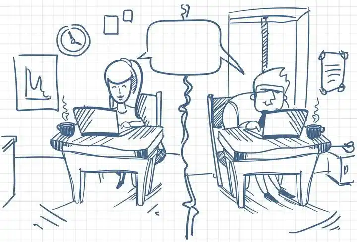 手绘漫画插画风格正在工作的员工办公室文化免抠矢量图片素材