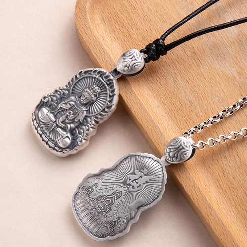 火焰观音菩萨吊坠足银纯银复古项坠男女女款项坠