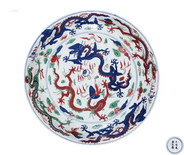 0771 明万历 五彩龙纹大盘