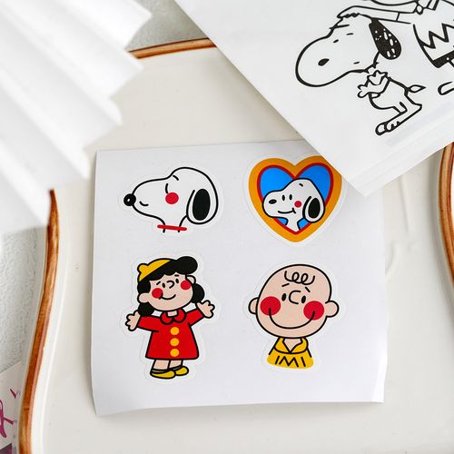 120枚价ins史努比查理露西手账粘纸墙面行李箱diy包装封口贴纸粘