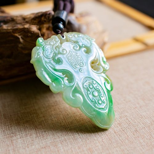 锦玉天然翡翠挂件双龙仿古冰种xxs0706颈饰