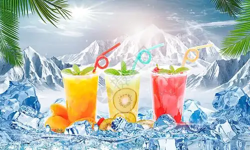 柠檬金桔饮料夏季冰爽果汁设计图片