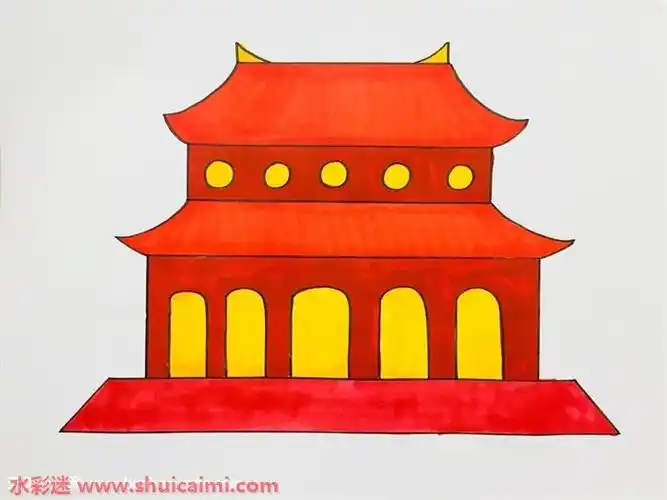 故宫怎么画故宫简笔画简单好看带颜色