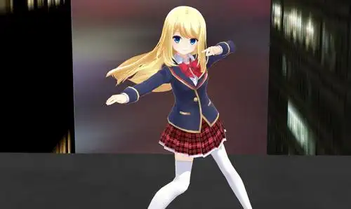 可爱的金发女高生mmd动漫人物模型下载
