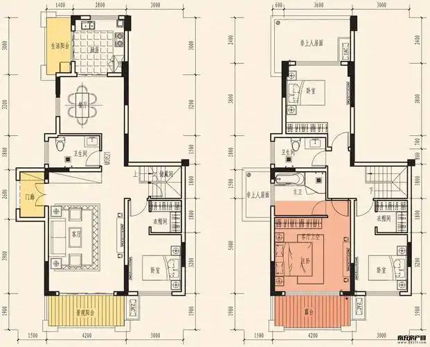 跃层b1 3室2厅2卫 152㎡户型图