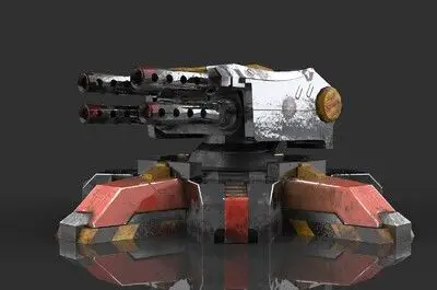 次世代 pbr 科幻炮塔 炮台 防御炮 机器人 防御炮塔 战舰武器 自动