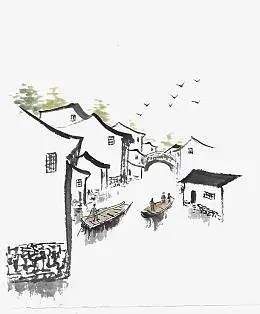 中式 水墨 江南水乡  小桥流水