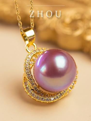 天然淡水爱迪生珍珠吊坠镶嵌紫珠首饰送礼大气ivychow浪漫星轨