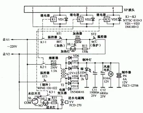 饮水机冰热型电路图