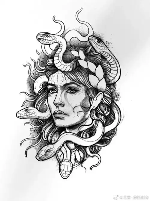 今日纹身图案分享美杜莎纹身图案手稿#纹身手稿##纹身分享##纹身设计