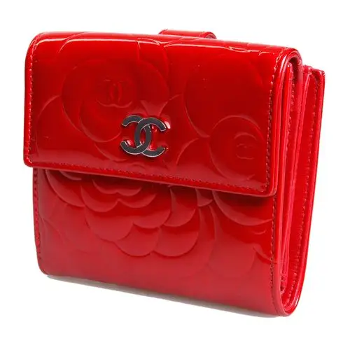 chanel(香奈儿)红色漆皮山茶花短款钱夹