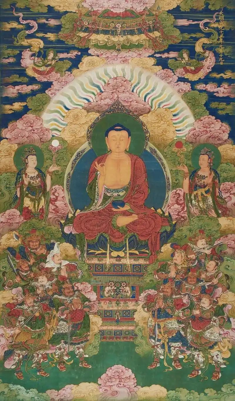 药师三圣与十二药叉大将图#传统文化 #传承文化 #工笔画 # - 抖音