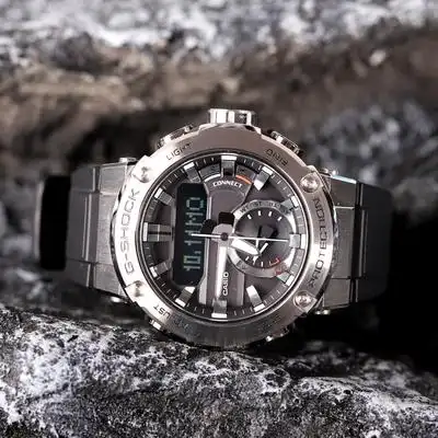 卡西欧钢铁之心时尚潮流复古蓝牙双显金属多功能gst-b200-1a日韩腕表