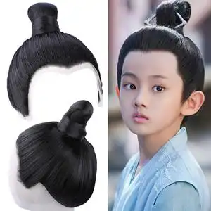 古装小公子发型古风汉服男童整顶假发影视舞台演出造型-800儿童黑