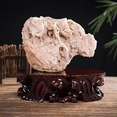 b081y奇石底座实木可挖槽椭圆形花盆摆件石头底托木托