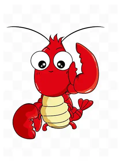 手绘矢量卡通抽象小龙虾形象