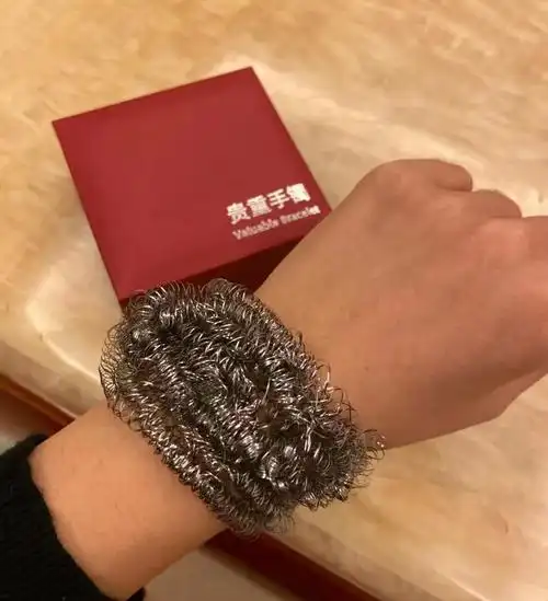 蒂芙尼钢丝球手镯同款 瘦星人贵重手镯不锈钢丝球手镯创意铁丝手镯