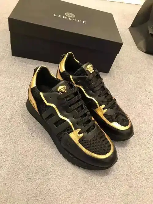 220范思哲versace特价男鞋男士黑金拼色休闲鞋运动鞋美杜莎logo