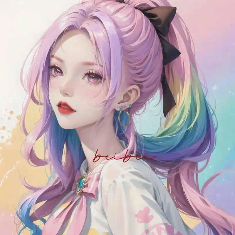 女生头像·彩虹少女.适合做头像的彩虹色系列#女生头像#ai绘 - 抖音